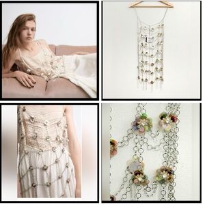 NWT Zara Beaded Floral Metal Dress Size S